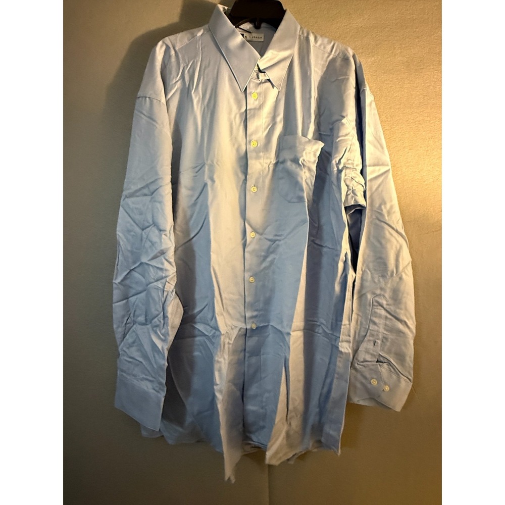 Bachrach Dress Shirt Men's‎ 18.5 36/37 Light Blue Button Down JDC Monogram NWT
